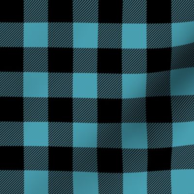 1" scale - light teal and black buffalo check plaid C18BS