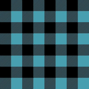 1" scale - light teal and black buffalo check plaid C18BS