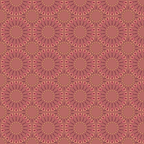 Dark Peach Kaleidoscope Wheels Tiled 16x16