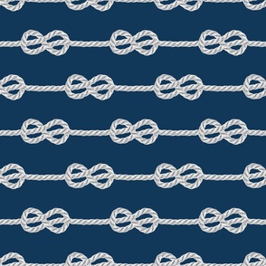 Nautical Navy blue white horizontal rope knots