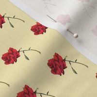 Small  -  Antique Red Rose on Creamy Off-White