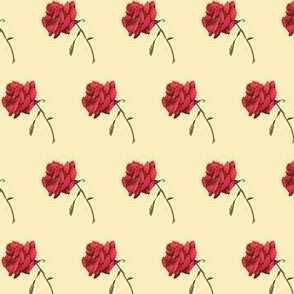 Small  -  Antique Red Rose on Creamy Off-White