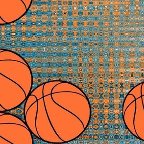 Orange Basketballs on Textured Orange and Blue Background