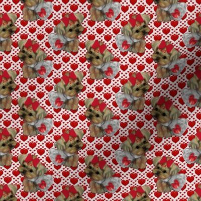 Valentine Yorkie with Hearts 1 1/2"