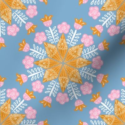 Scandinavian Christmas Star (gold-pink-white details) Dusty blue