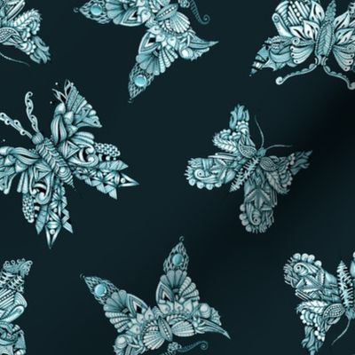 butterfly quartet in teal