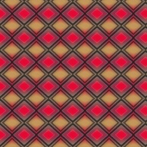 Ombre Red and Gold Stiched Diamonds