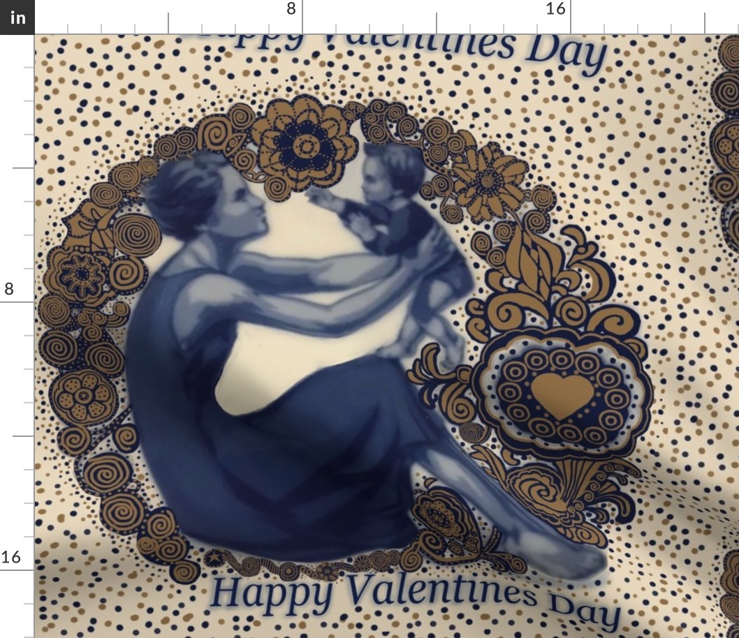 Happy Valentines Day Gold & Blue