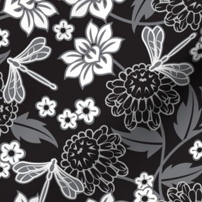 Japanese large floral black