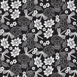 Japanese large floral black