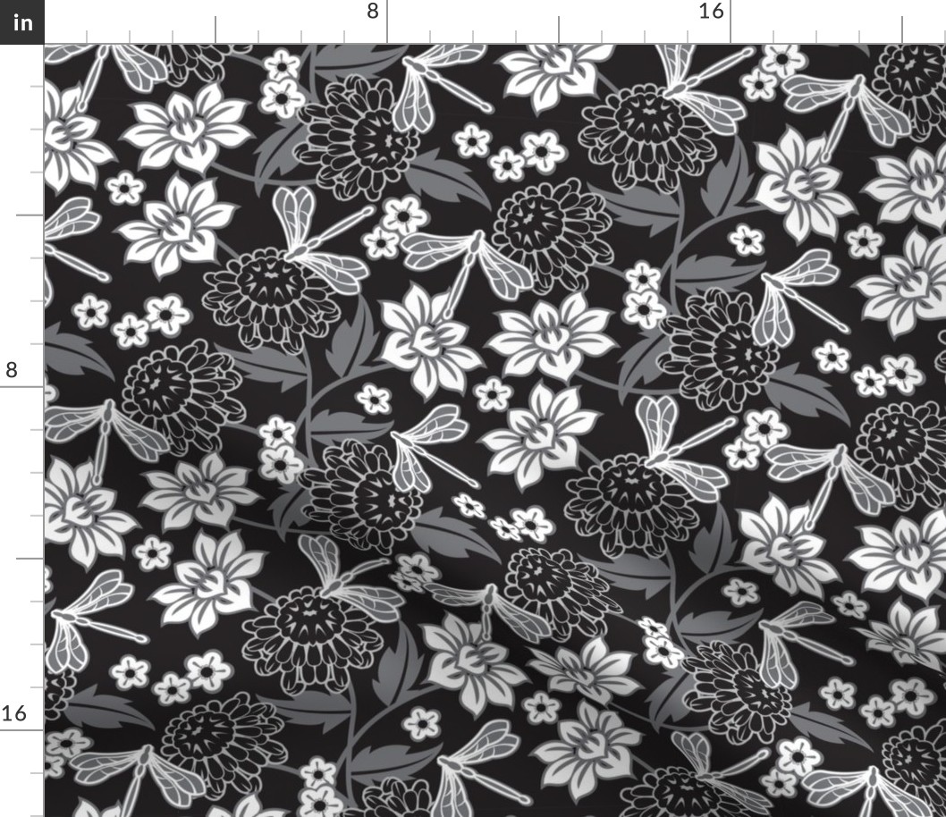 Japanese large floral black