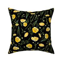 Field Buttercups | Solid Black | Large