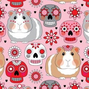 valentine guinea pigs and sugar skulls