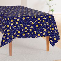 Field Buttercups | Dark Blue Solid | Large