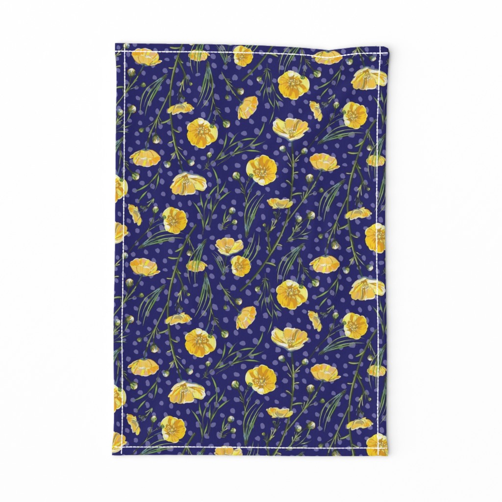 Field Buttercups | Dark Blue + Freesytle Dots | Large