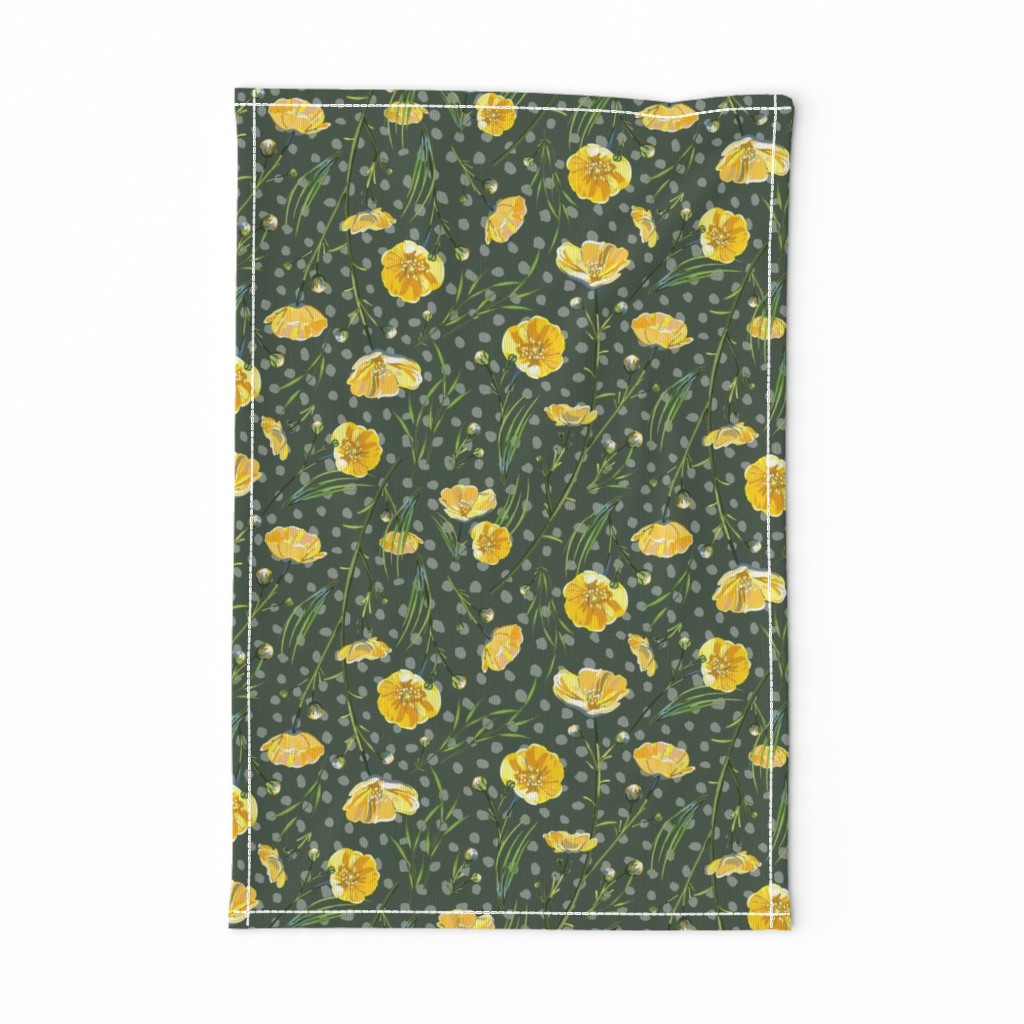 Field Buttercups | Olive Green + Freestyle Dots | Large