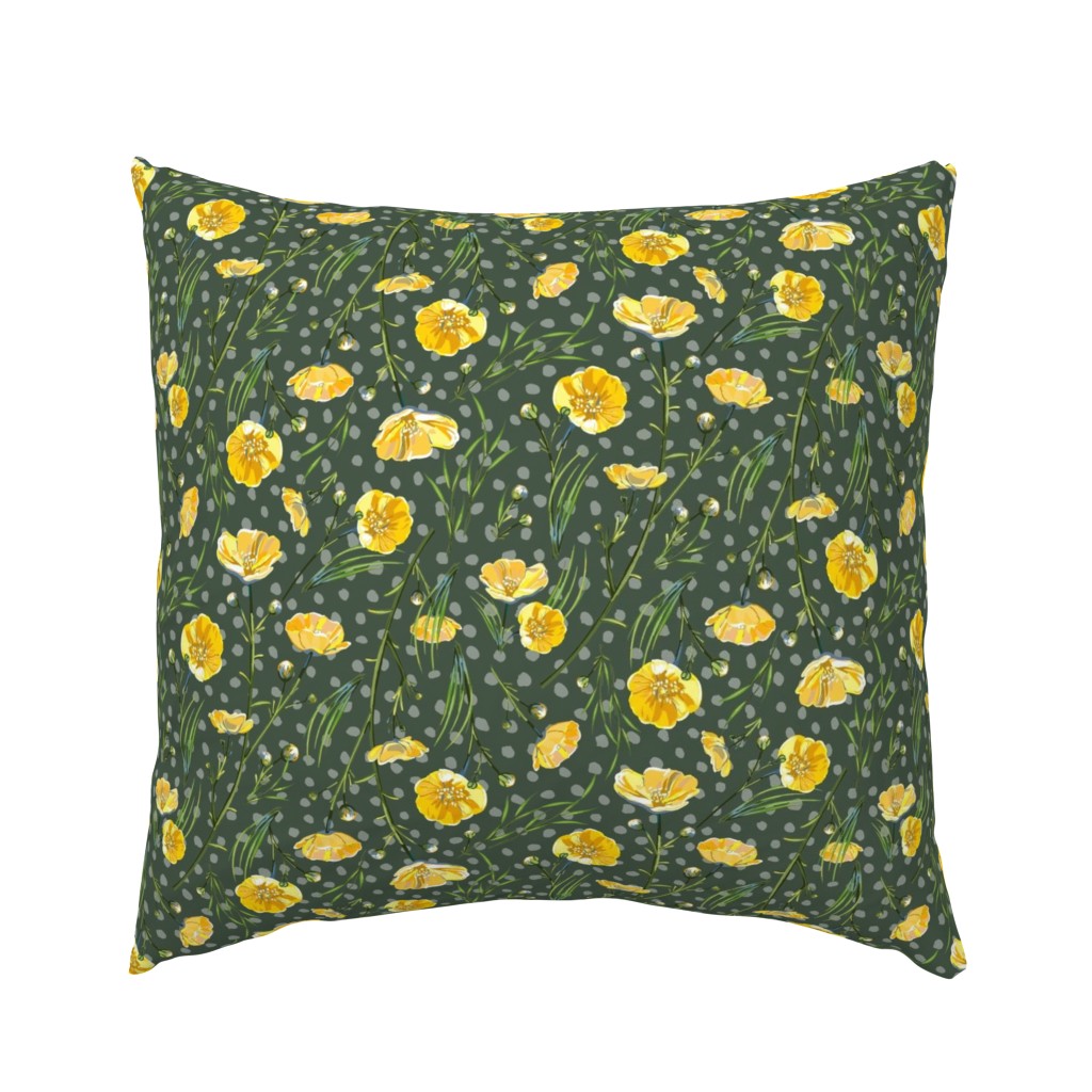 Field Buttercups | Olive Green + Freestyle Dots | Large