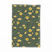 Field Buttercups | Olive Green + Freestyle Dots | Large