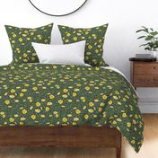 Field Buttercups | Olive Green + Freestyle Dots | Large