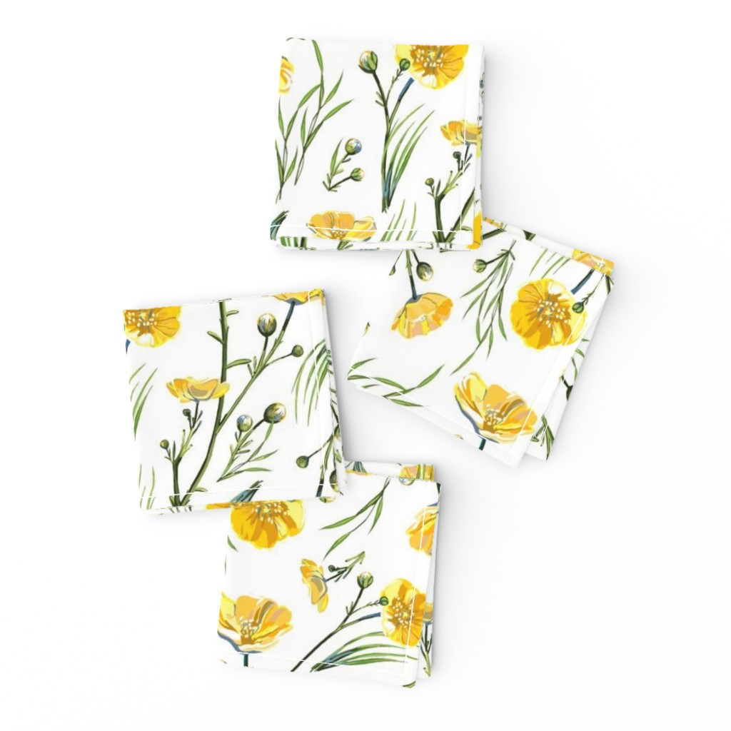 Field Buttercups | Solid White | Large