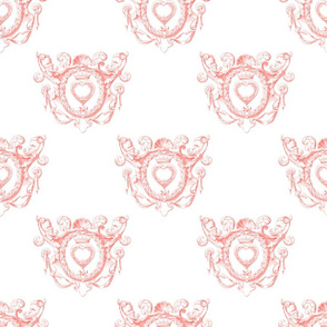 vintage heart in living coral