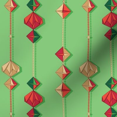 Paper decorations on green