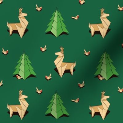 Origami Reindeers and Pine Trees