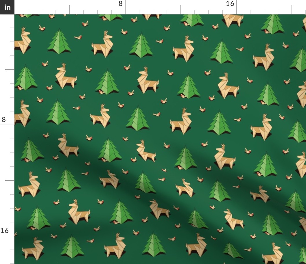 Origami Reindeers and Pine Trees