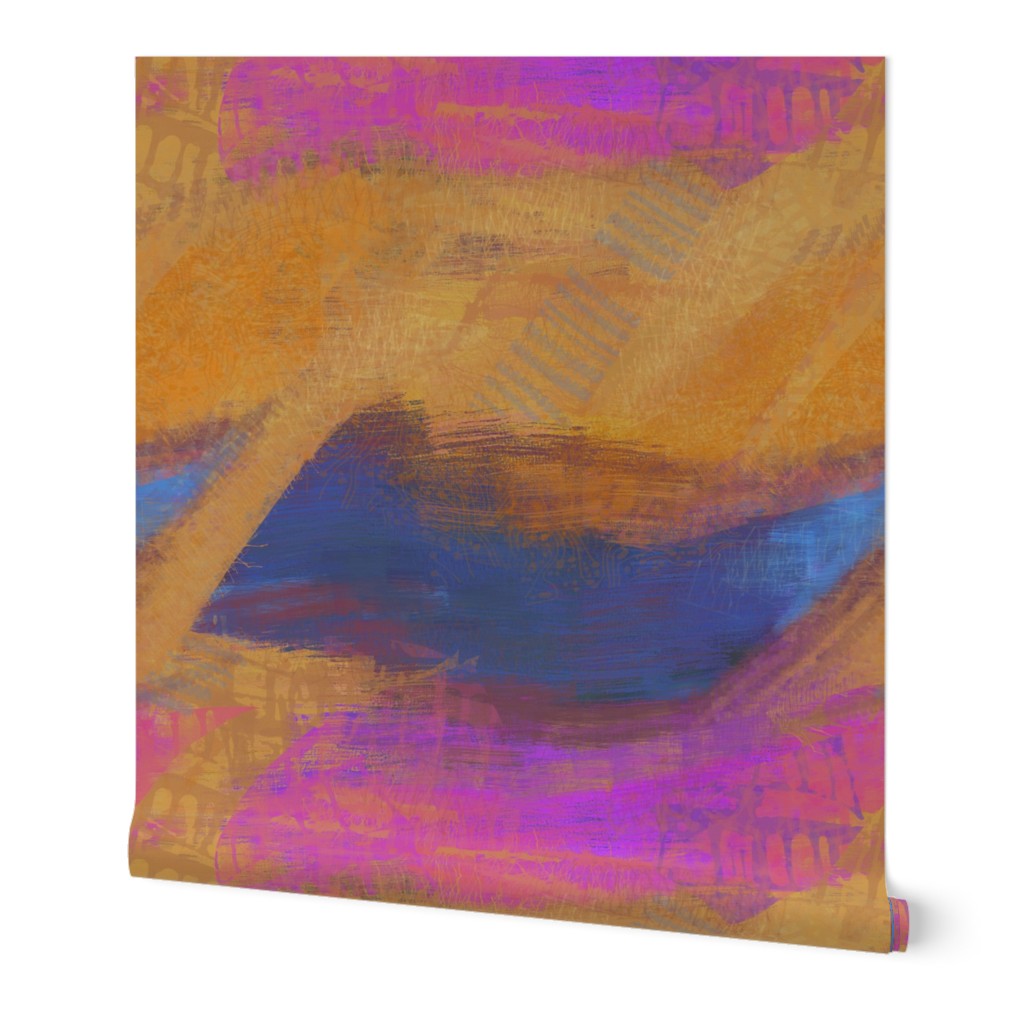 magenta blue gold abstract