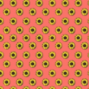sunflower polkadots living coral 