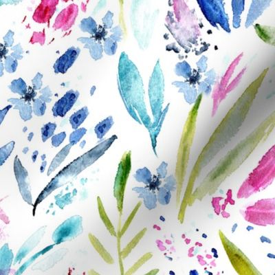 Vibrant scandi bloom || watercolor floral pattern