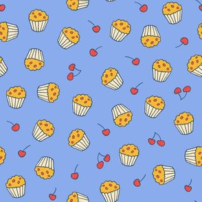 Muffins on blue multidirectional