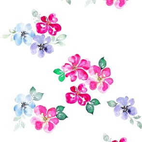 Bold watercolor flowers in bright pink and purple from Anines Atelier. Loose watercolor style