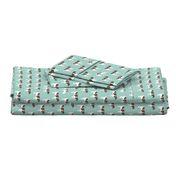 cows on dark mint - farm fabric C18BS