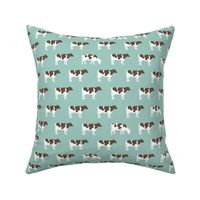 cows on dark mint - farm fabric C18BS