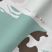 (large scale) cows on dark mint - farm fabric C18BS