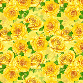 Yellow watercolor roses pattern