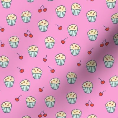 Muffins on pink