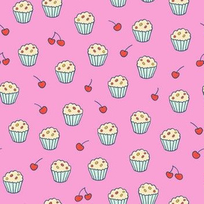 Muffins on pink