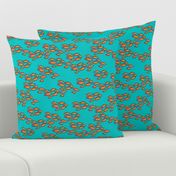 Orange & Pink Fishies on Teal Blue Sea