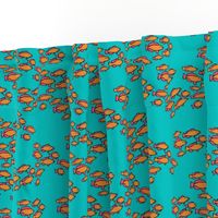 Orange & Pink Fishies on Teal Blue Sea