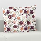 Watercolor Floral - Bergundy and Blush w/ Peach