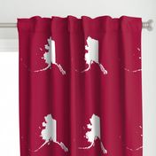 Alaska silhouette - 18" white on cranberry