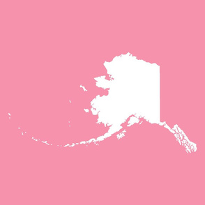 Alaska silhouette - 18" white on pink
