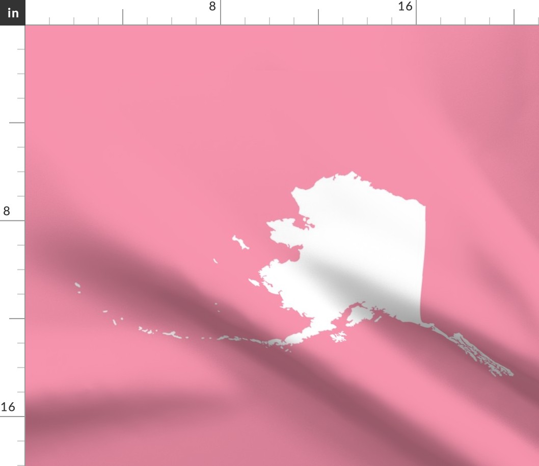 Alaska silhouette - 18" white on pink