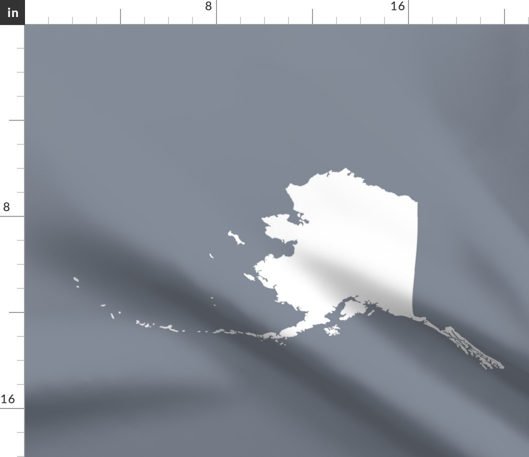 Alaska silhouette - 18" white on cool grey