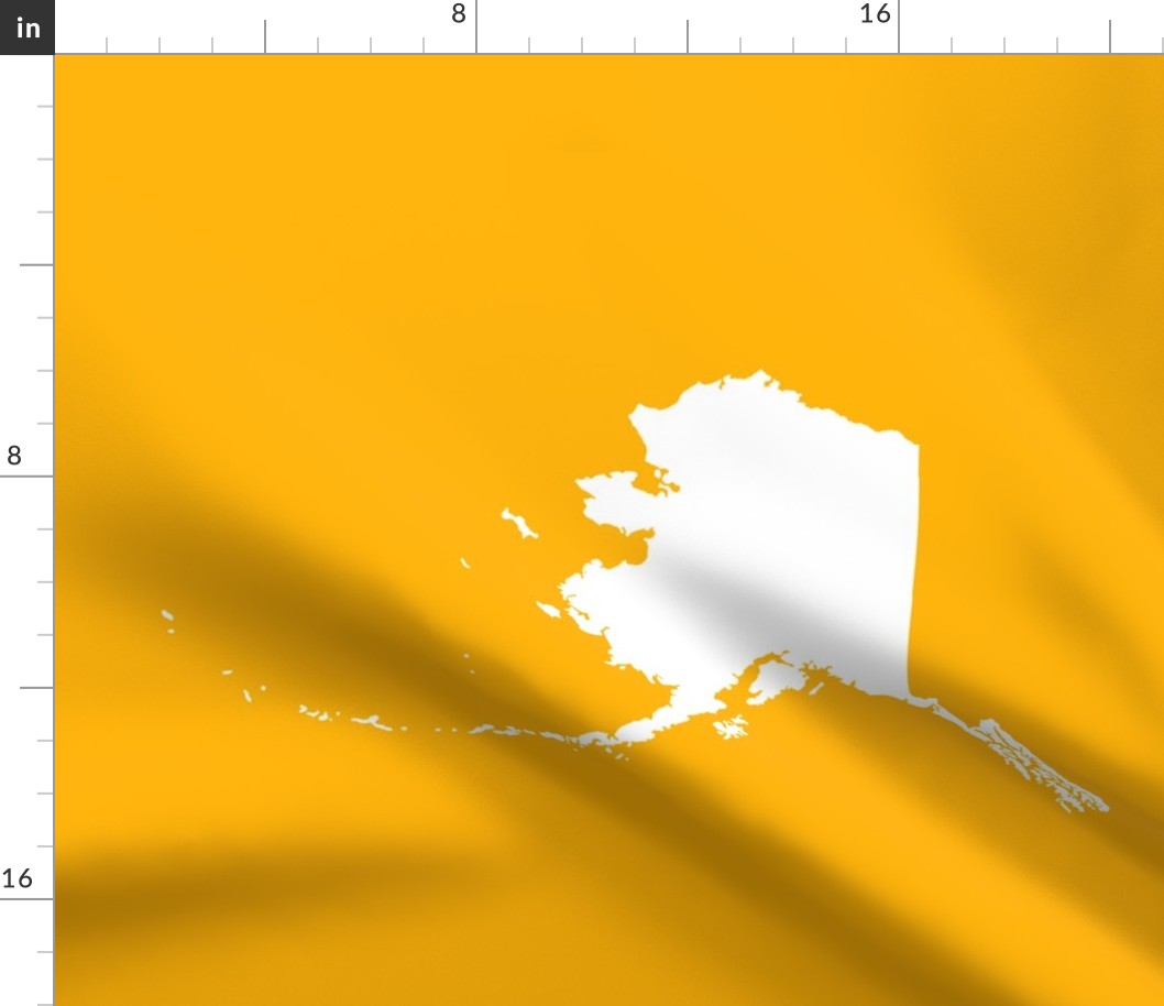 Alaska silhouette - 18" white on yellow gold