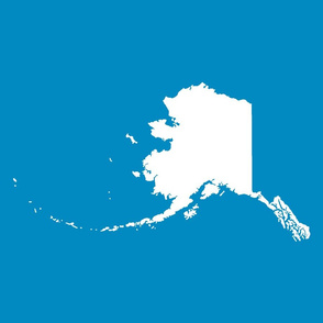 Alaska silhouette - 18" white on bright blue