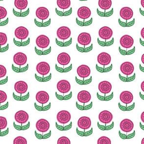 Pink and Green doodle flowers