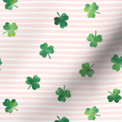 shamrock on pink stripes - st patricks day